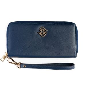 Glass Ladder Vegan Leather Blue Wallet with wrist strap